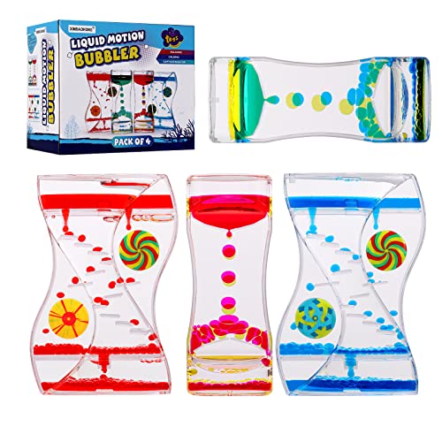 XINBAOHONG Tropfen Sanduhr Flüssig Bewegung Blasen 4 Stück Liquid Motion Bubble Timer Sanduhr Dekompressionsölleck Schreibtisch Spielzeug Geschenk for Kinder und Erwachsene von XINBAOHONG