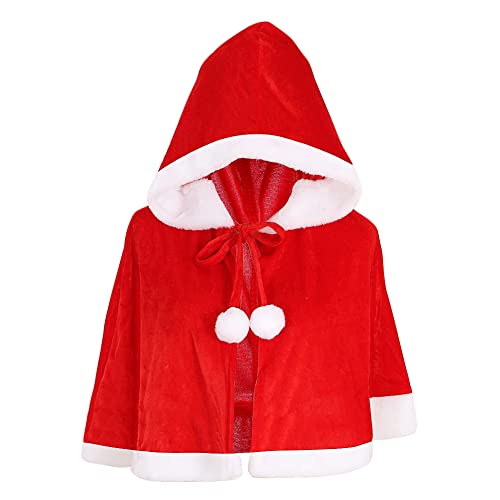 Erwachsene Frau Weihnachtsmann Umhang Rot Samt Weihnachten Schal Umhang Weihnachtsmann Frau Claus Umhang Kapuzencape Poncho Weihnachtskostüm Robe für Frauen Männer Cosplay Kostüm Robe Party Supplies Verkleidung von XINCHIA