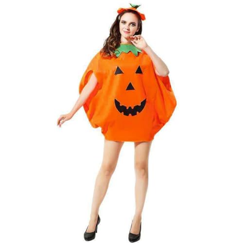 Halloween-Kürbis-Kostüm-Set für Erwachsene, Beanie-Mütze, orangefarbener Kürbis, Kostüm-Outfit, Halloween, Damen, Herren, Outfit, Festival, lustige Kleidung, Cosplay, Party, Süßes oder von XINCHIA