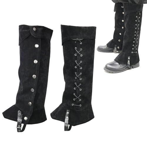 Mittelalter Verkleidung Kostüm Stiefel Überzüge Kunstleder Vintage Ritter Beinschutz Gamasche Halloween Pirat Steampunk Kostüm Zubehör Beinwärmer Wrap Verstellbare Schuhüberzug für Cosplay Karneval von XINCHIA