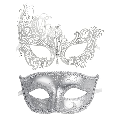 XINCXIN Maskerade-Maske for Frauen, Paar-Maske, halbe venezianische Maskenball-Maske, Karneval-Maske, Weihnachten, Cosplay, Kostüm, Halloween, Party-Maske, 2er-Pack (Size : Black and Blue 01) von XINCXIN