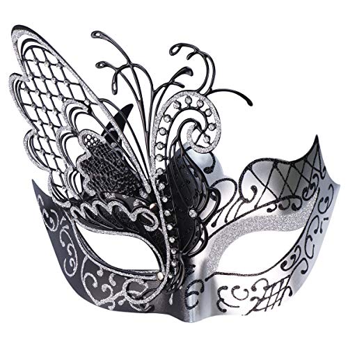 XINCXIN Maskerade-Maske for Frauen, geheimnisvoller venezianischer Schmetterling, glänzende Schmetterlings-Lady-Maskerade-Halloween-Mardi-Gras-Party-Maske (Size : Black 3) von XINCXIN