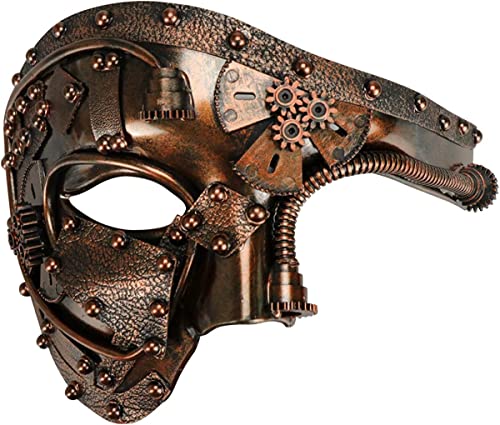 XINCXIN Maskerademaske for Frauen, Maskerademaske Steampunk Phantom der Oper, mechanische venezianische Partymaske (Size : Antique Copper) von XINCXIN