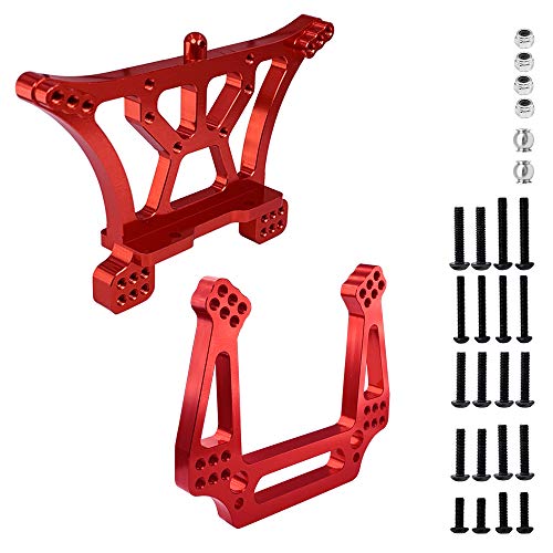 Aluminium Front & Rear Shock Tower Mount Set for 1/10 Slash Rustler Bandit VXL 2WD, Upgrade Parts 3639 3638, Red von XIND ELE.