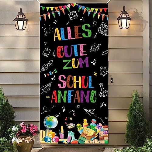 XINDY Alles Gute Zum Schulanfang Banner für Einschulung Deko, Einschulung Banner Schuleinführung Tür Deko Schulanfang Hintergrund Banner Photo Booth Deko Einschulung Mädchen Junge 1. Schultag Deko von XINDY