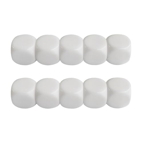 10 Pcs 16 Mm Acryl Ziehte Sechsseitige Zials Mit Runden Ecken Weißer Würfelwürfel Für Klassenzimmerbrettspiel von XINGBEI