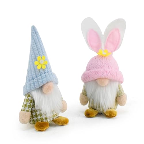 XINGBEI Packung Mit 2 Handgefertigten Gnomes Figuren Plüschpuppen Frühling Bunnies Ohrdesign Für Und Partytischdekorationen von XINGBEI