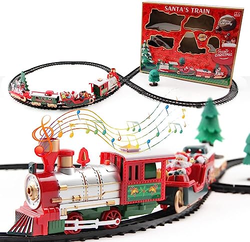 XINGGANG Weihnachtszug -Set, Elektrisch Weihnachtszug mit SchienenWeihnachtsmannzug, Weihnachtsbaum Deko Weihnachtszug Geschenke für Kinder Jungen Mädchen (22 Teile) von XINGGANG