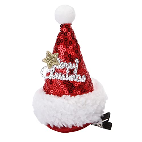 XINGLIDA Haarnadel, Weihnachtsmütze, Haarspange, Weihnachtsmannmütze, Kopfschmuck, Weihnachts-Haarspange für Damen, Weihnachtsfeier, Diadem, Plüsch-Fascinator (Nr. 1) von XINGLIDA