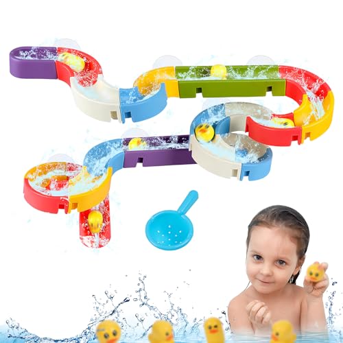 XINGNA Badespielzeug, Badewannenspielzeug Baby, DIY Kugelbahn Badewannen Spielzeug mit Saugnäpfe, Baby Badespielzeug ab 3 4 5 6 Jahre, Baby badewanne Wasserspielzeug Kinder, Badespaß Geschenk (38 Pcs) von XINGNA