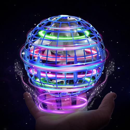 XINHOME Fliegender Ball, Flying Ball mit Led-Beleuchtung, Orbi Ball Drohne Flying Orb Ball Hover Toy Geschenke für Jungen Mädchen 6-12 Jahre Flying Orb Ball Spielzeug Blau von XINHOME