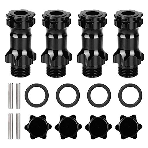 4 Stück RC Auto Sechskantnabe Verlängerungsadapter, 17mm Sechskant Radverlängerungsadapter Sechskant Treiber für 1/8 RC Car Modell Räder (Schwarz) von XINL