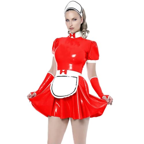XINLIANYI Kurzärmeliges Damen-Outfit, PVC, A-Linie, plissiert, französische Uniformen mit Handschuhen, Cosplay, anpassbar XINLIANYI Kurzärmeliges Damen-Outfit, PVC, A-Linie, plissiert, französische Uniformen mit Handschuhen, Cosplay, anpassbar von XINLIANYI