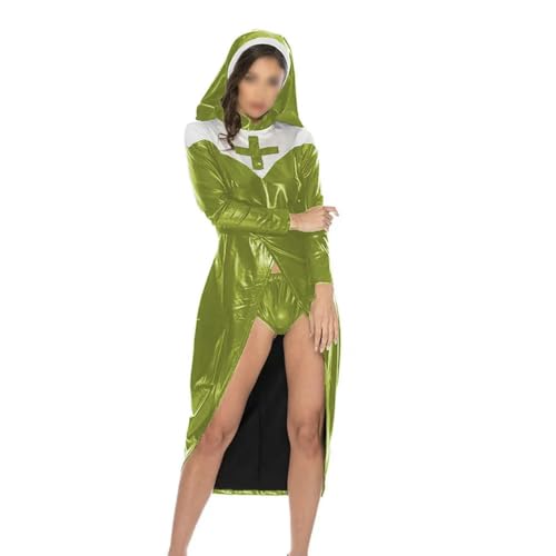 XINLIANYI Nonnenkostüm für Damen, Lackleder, hoher Halsausschnitt, Uniform, Vinyl, Halloween, Schwester, Kostüm, Cosplay, Party, Verkleidung von XINLIANYI