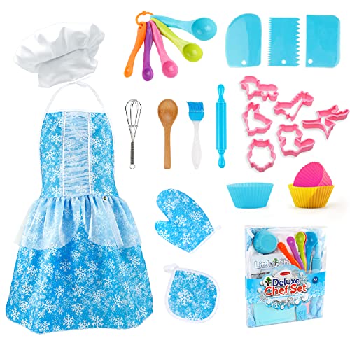 Chef-Set Koch Backset für Kinder,Küchenspielzeug Rollenspiel Koch Backset Kinder Kostüm,Kochmützen,Kinderschürze,Backhandschuhe Kinder,Kinderbacken zubehör,Geschenk Kinder ab 3-7 Jahre von XINNIAN