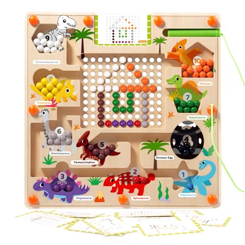 Magnetisches Farb Zahlenlabyrinth,Holz Magnet Dinosaurier Spielzeug, Montessori Spielzeug Holz 3 4 5 6 Jahre,Lernspielzeug Sortieren Reisen Spielzeug Kinder Jungen Mädchen von XINNIAN