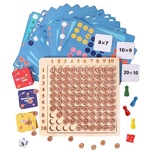 Mathe Spielzeug für Kinder,Holz Mathematik Montessori Spielzeug,Holz Montessori multiplikationsbrett und Addition,1x1 Lernen Spiel für Grundschüler,Montessori Mathe Spielzeug Multiplikationstafel von XINNIAN