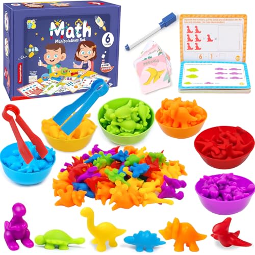 XINNIAN Farben Lernen ab 2 3 4 5 Jahre,Montessori Mathe Spielzeug Motorikspielzeug Sortierspielzeug Dinosaurier Zählen Spiel Lernspiele für Kinder Mädchen Jungen Spielzeug von XINNIAN