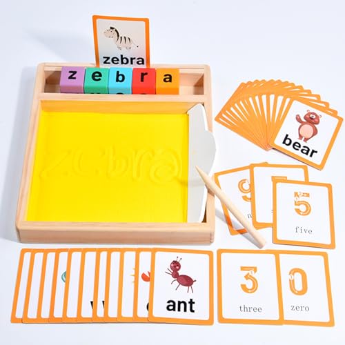 XINNIAN Montessori sandtablet Frühes Training Buchstaben Lernen und Zeichen Spielzeug,Holz Montessori Sandtisch,Lernspielzeug Geschenke Weihnachten Geschenk für Kinder ab 3-8 Jahre Junge Mädchen von XINNIAN