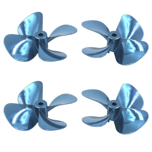 4-Blatt-Propeller aus Zinklegierung, zwei Paar robustes Modellzubehör, 55 mm/60 mm Drehdurchmesser, Rechts- und Linkshänder, langlebige Ersatz-Lüfterblätter for Schlepper, Angeln, ROV, RC-Boote(Blue,5 von XINRUI