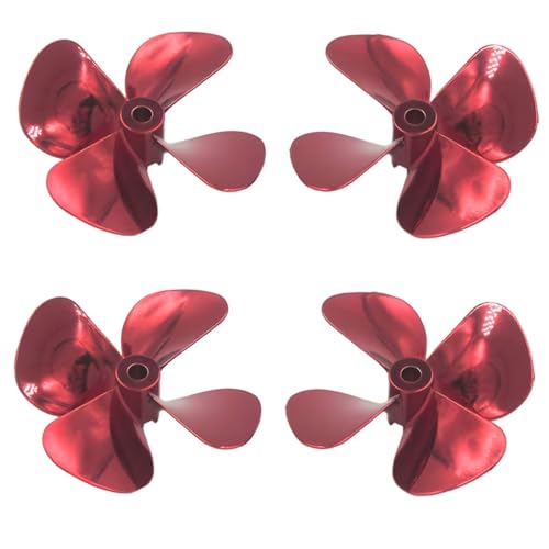 4-Blatt-Propeller aus Zinklegierung, zwei Paar robustes Modellzubehör, 55 mm/60 mm Drehdurchmesser, Rechts- und Linkshänder, langlebige Ersatz-Lüfterblätter for Schlepper, Angeln, ROV, RC-Boote(Red,60 von XINRUI