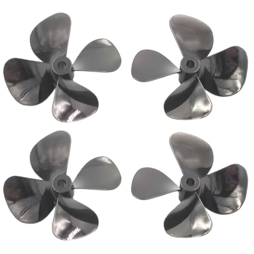 4-Blatt-Propeller aus Zinklegierung, zwei Paar robustes Modellzubehör, 55 mm/60 mm Drehdurchmesser, Rechts- und Linkshänder, langlebige Ersatz-Lüfterblätter for Schlepper, Angeln, ROV, RC-Boote(Black, von XINRUI