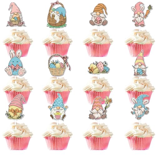 12 Stück Oster-Party-Kuchendekorationen, Oster-Cupcake-Topper, festliche Hasenzwerge, Verzierungen, Dessert-Dekorationen, Oster-Party-Dekorationen von XINgjyxzk