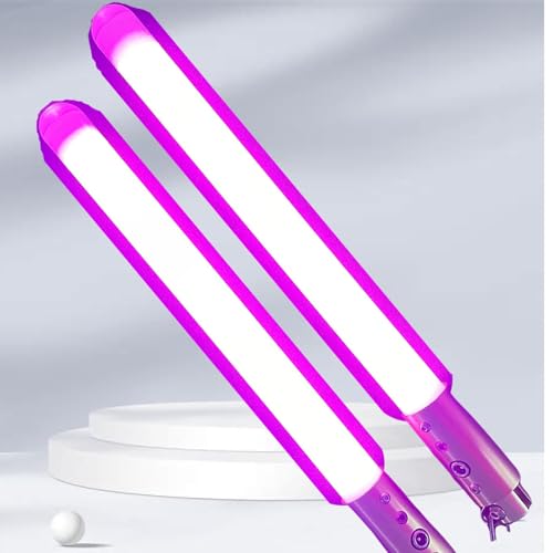 XIUCAI Doppel Lichtschwert, 360° Leuchtende Leuchtstab Spielzeug, Wiederaufladbare Leuchtende Zauberstäbe, Sicherheitsdesign, für Kinderpartys Cosplay Geschenke, Silber hilt pink light von XIUCAI