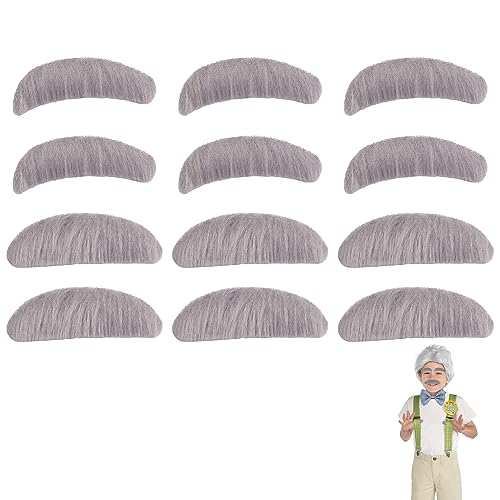 Self Adhesive,Bart Kostüm, Perücke Alter Mann Grau, Bärte Zum Ankleben, Falscher Bart, Bart Zum Ankleben, Falscher Schnurrbart, Moustache, for Christmas Party, Adults(Pack of 4) von XIWUPO