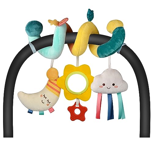 XIXILAND Kinderwagen Spielzeug Babyspielzeug 0-6 Monate, Activity Spirale Kinderwagenkette Neugeborenen Spielzeug für Bett, Laufstall, Babyschale & Autositz, Motorikspielzeug für 0 3 6 9 12 Monaten von XIXILAND