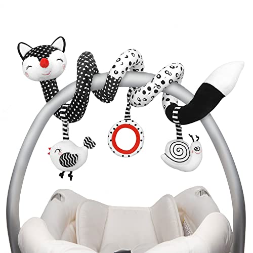 XIXILAND Kinderwagen Spielzeug Schwarz Weiss Kontrast Spielzeug Baby 0-6 Monate, Activity Spirale Kinderwagenkette Neugeborenen Spielzeug, Motorikspielzeug für Jungen Mädchen ab 0 3 6 9 12 Monaten von XIXILAND