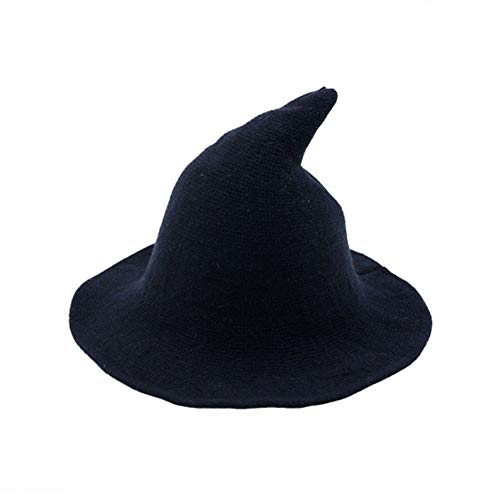 XIXIMAON Halloween Hexenhut für Damen Wollhut für Frauen Halloweenkostüm Hexen Hut Faltbare für Halloween Cosplay Cap Damen Witch Hat Kopfbedeckung für Erwachsene (Dunkelblau, Einheitsgröße) von XIXIMAON