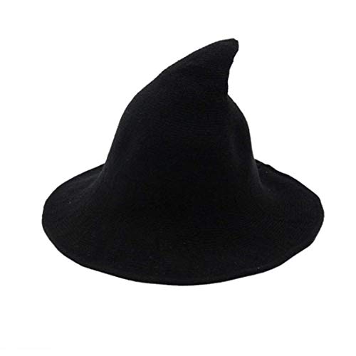 XIXIMAON Halloween Hexenhut für Damen Wollhut für Frauen Halloweenkostüm Hexen Hut Faltbare für Halloween Cosplay Cap Damen Witch Hat Kopfbedeckung für Erwachsene (Schwarz, Einheitsgröße) von XIXIMAON