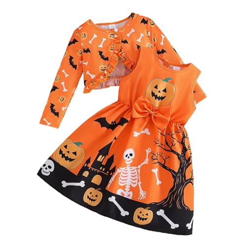 XIXIMAON Kostüm Halloween Baby Mädchen Tutu Kleid Kürbis Kinder Prinzessin Kleid Langarm Kostüm Halloween Party Abend, Orange + Cardigan, 9-10 Jahre XIXIMAON Kostüm Halloween Baby Mädchen Tutu Kleid Kürbis Kinder Prinzessin Kleid Langarm Kostüm Halloween Party Abend, Orange + Cardigan, 9-10 Jahre von XIXIMAON