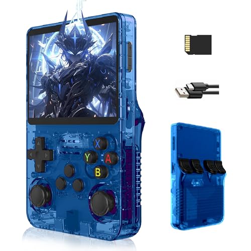 2025 R36S Retro Handheld Game Console 3.5“ HD, 20000 Spiele, lagfreies, unterstützt Archivierung, Suche, Kristall Serie Geschenk für Kinder und Freunde zum Geburtstag (Diamantblau-128G) von XIXIMENG