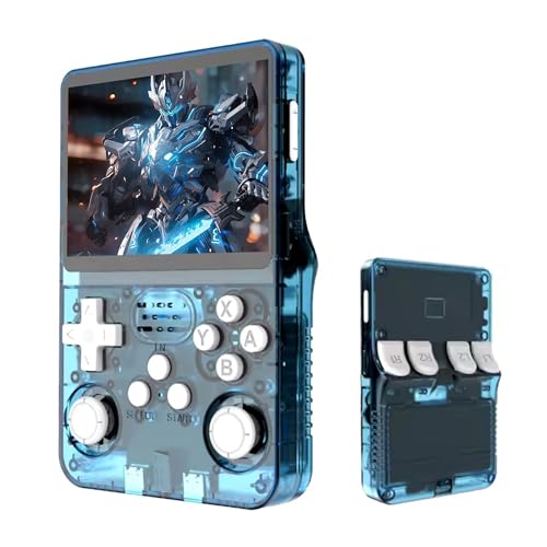 2025 R36S Retro Handheld Game Console 3.5“ HD, 20000 Spiele, lagfreies, unterstützt Archivierung, Suche, Kristall Serie Geschenk für Kinder und Freunde zum Geburtstag (Hellblau-128G) von XIXIMENG