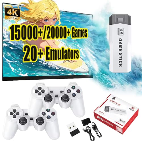 M2 Retro Game Stick Video Game Console Built-in 15000+ Spiele 20+ Emulatoren,4K HDMI Output,mit Dual 2.4G Wireless Controllers,Plug and Play,Arcade 3D Game,Connect TV,Geschenk für Männer,Freund (64G) von XIXIMENG