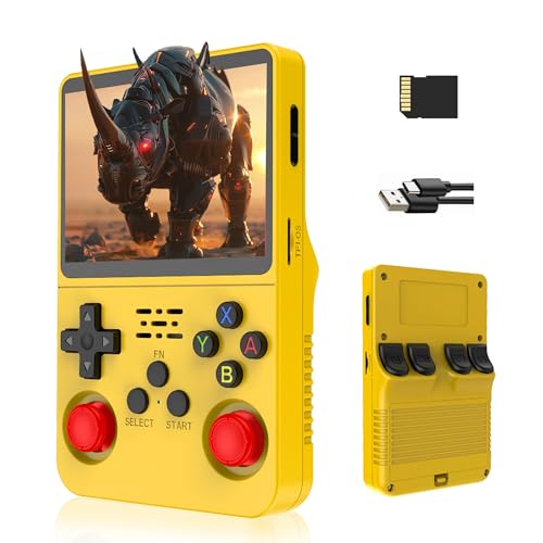 R36S Retro Handheld Game Console 3.5“ HD, 20000 eingebaute Spiele, 2025 lagfreies Gaming, unterstützt Archivierung, Suche, matten Serie Geschenk für Kinder und Freunde zum Geburtstag (Gelb-128G) von XIXIMENG