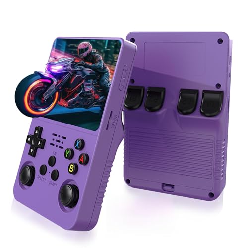 R36S Retro Handheld Game Console 3.5“ HD, 20000 eingebaute Spiele, 2025 lagfreies Gaming, unterstützt Archivierung, Suche, matten Serie Geschenk für Kinder und Freunde zum Geburtstag (Lila-128G) von XIXIMENG