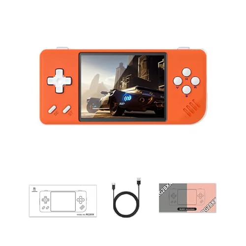 XIXIMENG RG28XX Retro Handheld Spielkonsole Game Player 64G TF Karte, Videospielkonsole 2,83 Zoll 3100mAh Konsolen Vorinstallierte Videospiele mit tragbarer Hülle, Kompatibel mit Bluetooth Orange von XIXIMENG