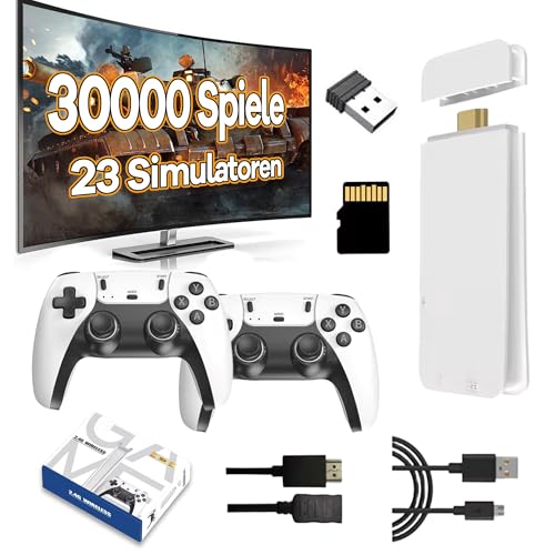 XIXIMENG M-15 Retro Konsole 30000+ Spielen 23 Emulator Zwei kabellose Controller,4K Retro spielekonsole HDMI Plug and Play Wireless Game Stick für TV von XIXIMENG