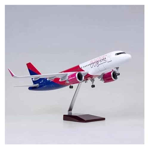 Flugzeug 47 cm 1/80 Flugzeug A320NEO Wizz Aviation Modell, Lichter Und Räder, Fahrwerk, Druckgussharzflugzeug Metallflugzeug(with Light) von XIYUEYING