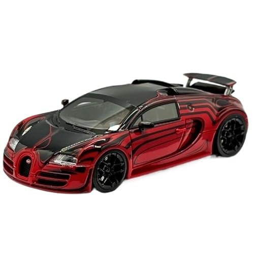 XIYUEYING Maßstabsgetreues Modell 1:64 Für Bugatti Veyron Rot Und Schwarz Lackiertes Harzautomodell Statisches Ornament Zur Sammlung Miniaturmodelle von XIYUEYING