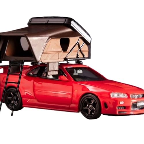 XIYUEYING Maßstabsgetreues Modell 1:64 Nissan R34 Red Camper Truck Legierung Auto Modell Rally Light Collection Hobby Micro Spielzeugauto Miniaturmodelle(Red) von XIYUEYING