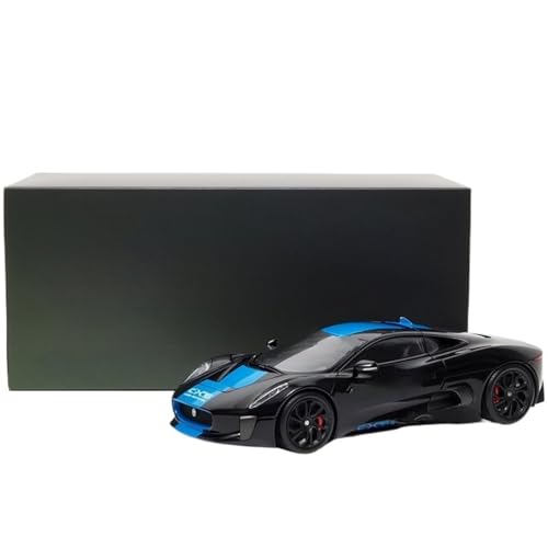 XIYUEYING Miniatur-Automodelle Automodell 1:18, Legierung, Vollständig Geöffnet, C-X75 – Metallic-Schwarz Mit Hellblauen Streifen, Sammlerstück Spielzeugauto aus Metall von XIYUEYING