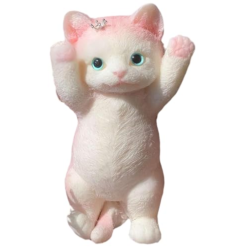 Katze, Katzenzappwerk Spielzeug, süße Katzensusorikspielzeug, realistisches 3D -Katzen -Stress -Relief -Spielzeug, Soft Kawaii Kitties Zappet Squeeze Toy für Kinder und Erwachsene/8 x 4 Zoll (a) von XJKLBYQ