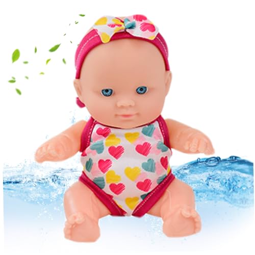 Kleine Babypuppe, Wasser Babypuppe wasserdichte Schwimmerpuppen schwimmende Bad Babypuppe mit beweglichen Gelenken abnehmbare Badeanzüge Schwimmen Babypuppen Geschenk für Kinder Badewanne Pool Badeze von XJKLBYQ