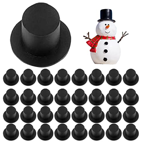 Mini schwarze Top -Hüte, Miniatur -Top -Hüte, 50 Prozent Plastikmagier Hüte, kleine Schneemänner Filzpuppenhüte für DIY Crafts Decoration Party Supplies, Schneemann Dekoration, Weihnachtsfeier von XJKLBYQ