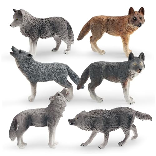 XJKLBYQ 6pcs Wolf Figur, realistische Tierfiguren Wolf Spielzeug, 6 Verschiedene Tierfiguren Bildungslernspielzeug Geburtstagsetiere für Kinder Jungen Mädchen XJKLBYQ 6pcs Wolf Figur, realistische Tierfiguren Wolf Spielzeug, 6 Verschiedene Tierfiguren Bildungslernspielzeug Geburtstagsetiere für Kinder Jungen Mädchen von XJKLBYQ