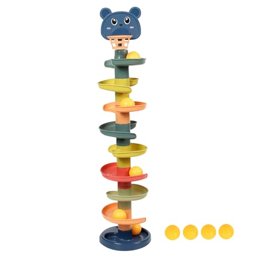 XJKLBYQ 9-Layer Ball Drop Toy, Learning & Developmental Tower mit 9 Bällen, drehende Wirbelkugel-Ramp-Aktivität Spielzeug für 3 Monate+ von XJKLBYQ